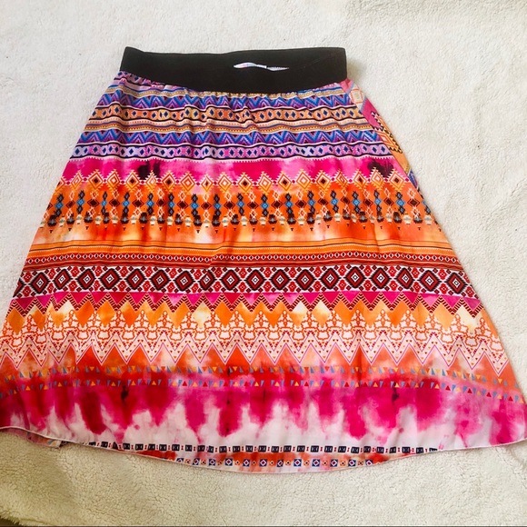 LuLaRoe Dresses & Skirts - LulaRoe colorful ethnic print boho midi skirt. 2X